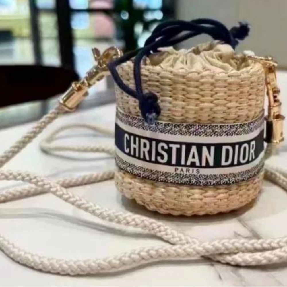 Dior raffia mini bucket bag rare crossbody - Picture 6 of 12